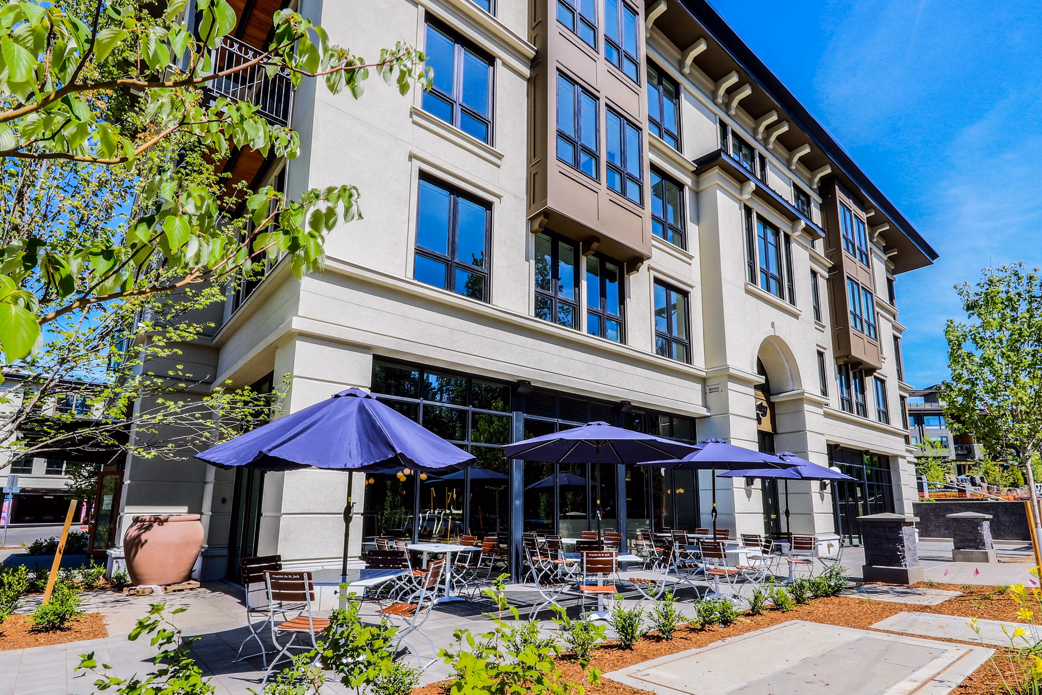 Vibrant neighborhood at Mercato Grove Apartments offers urban lifestyle and convenience