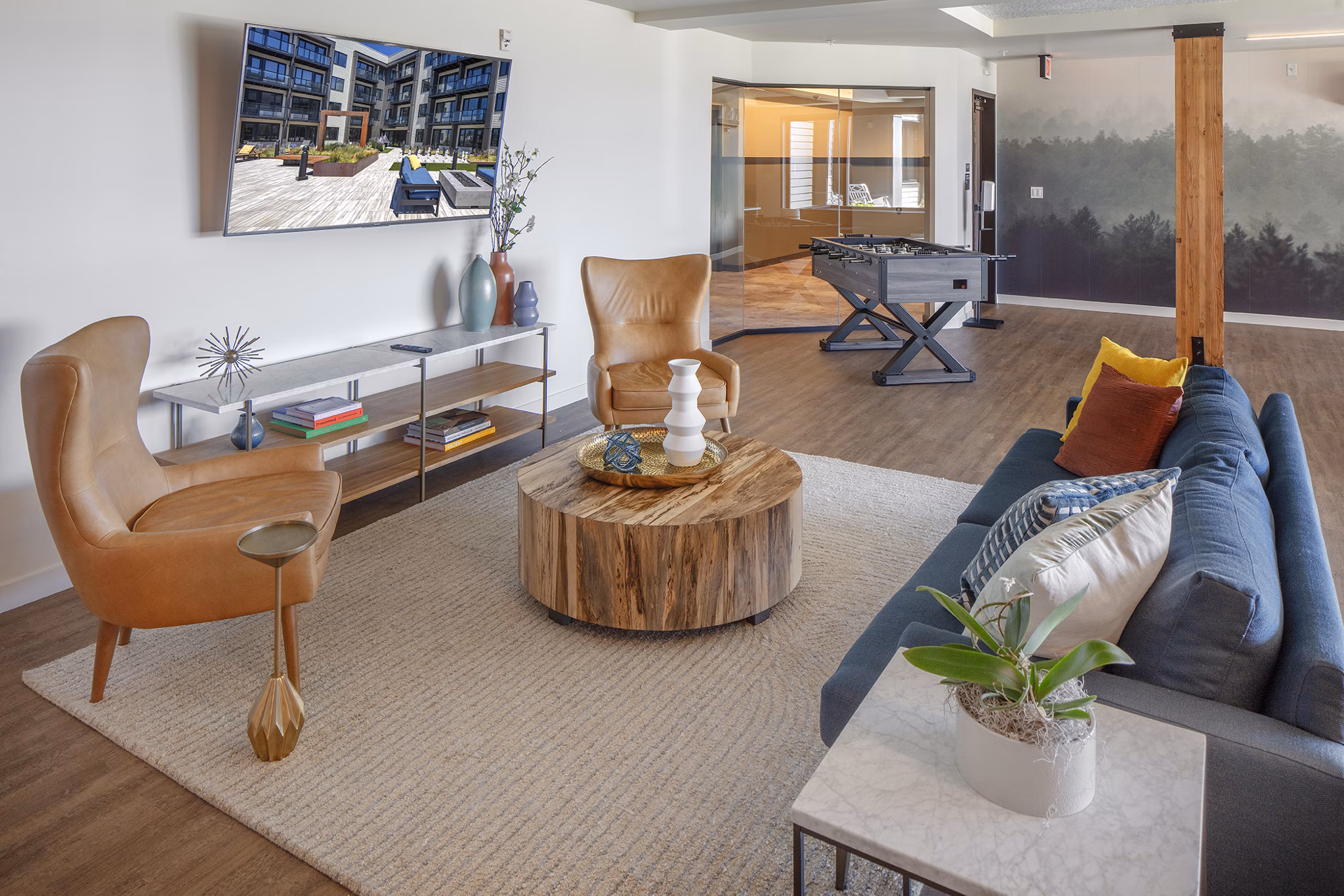 Elegant clubhouse with modern decor at Aria Apartments