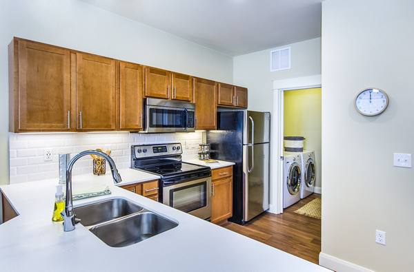 kitchen at Everleigh Central Park Apartments