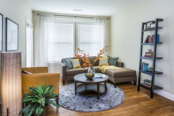 living room at Everleigh Central Park Apartments