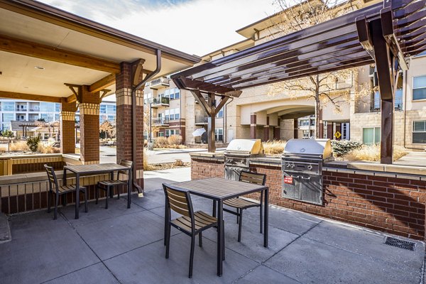 Grill area with modern barbecue stations at Everleigh Central Park Apartments for social gatherings and outdoor dining experiences