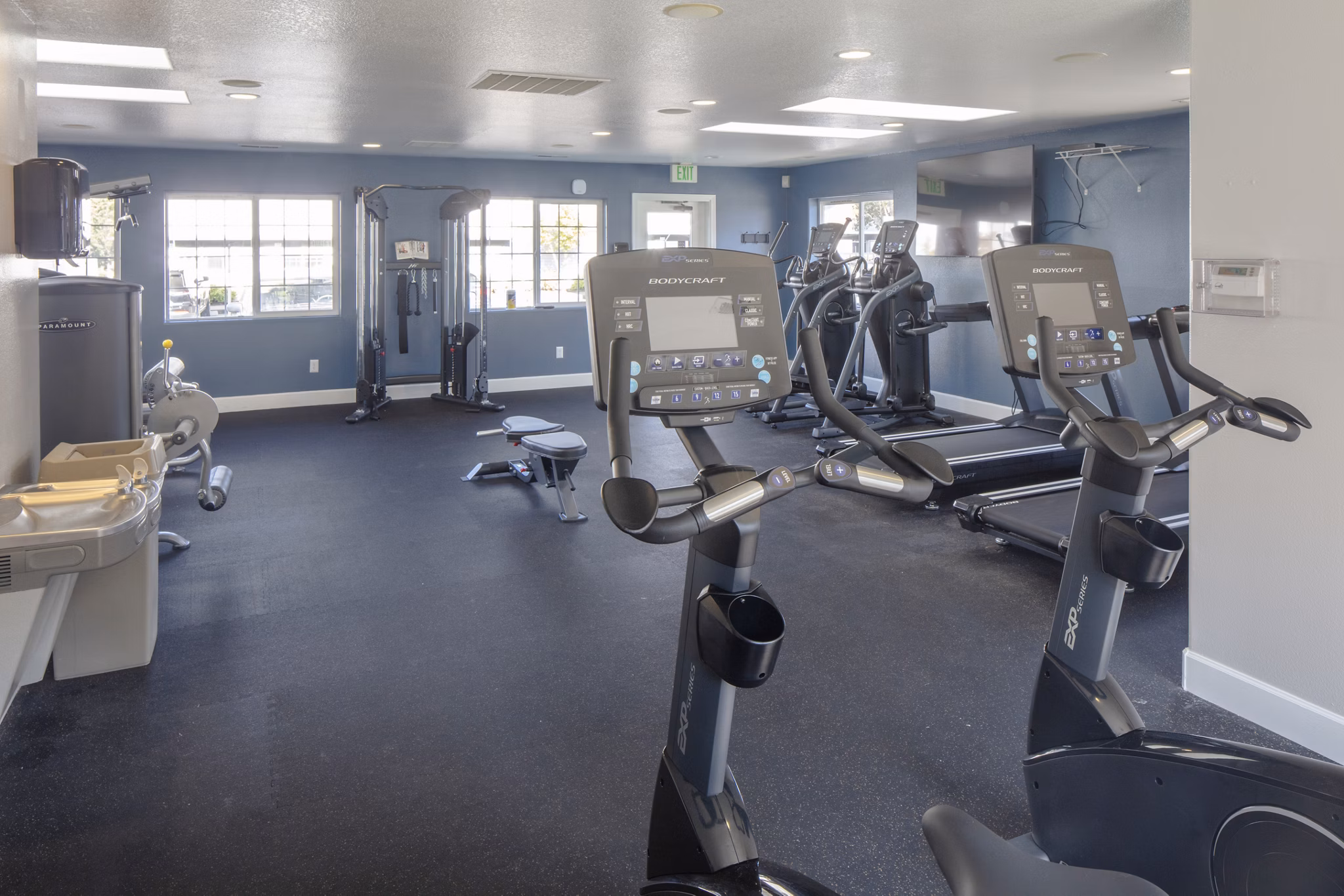 Modern fitness center featuring state-of-the-art equipment at Avana Evergreen Apartments