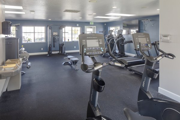 Modern fitness center featuring state-of-the-art equipment at Avana Evergreen Apartments