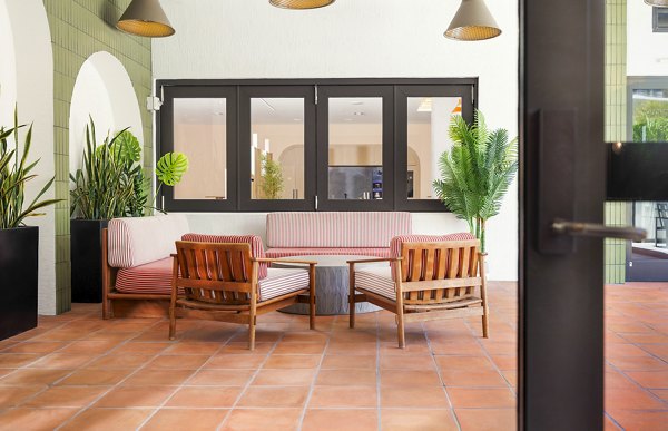 Stylish clubhouse with modern decor at Biscayne 112 Apartments offering recreational space for residents