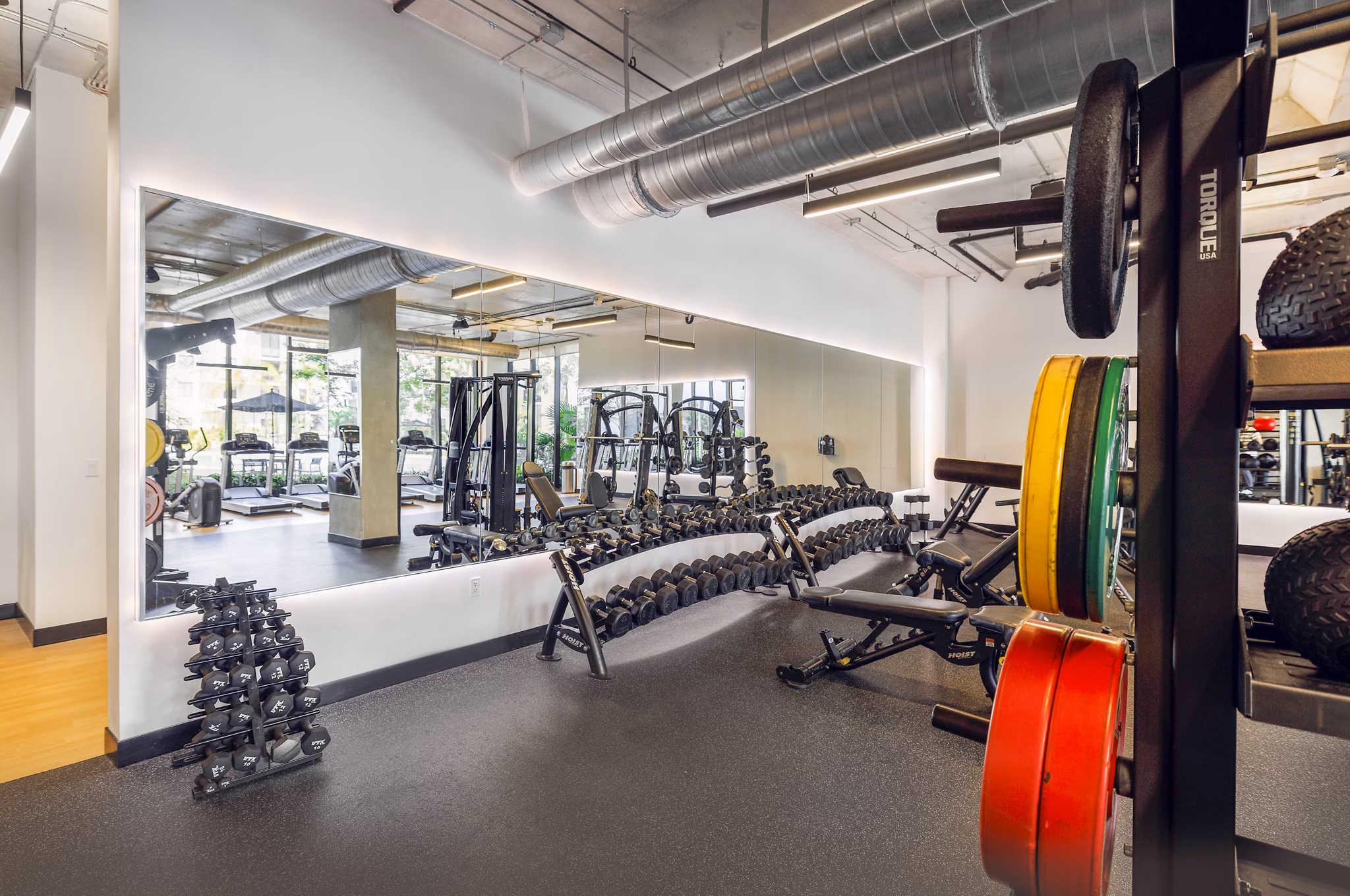 State-of-the-art fitness center at Biscayne 112 Apartments with modern equipment for an active lifestyle