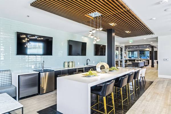 clubhouse kitchen at Canvas on Blake Apartments