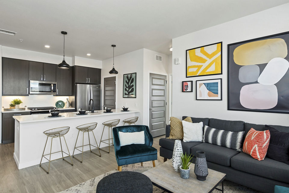 living room at Canvas on Blake Apartments 