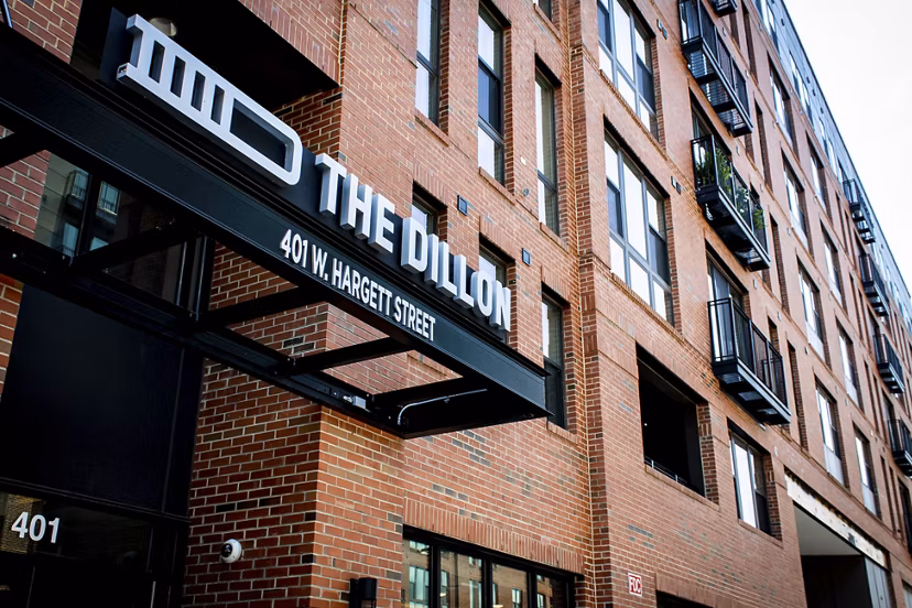Dillon Apartments: Elegant entrance signage for luxury living