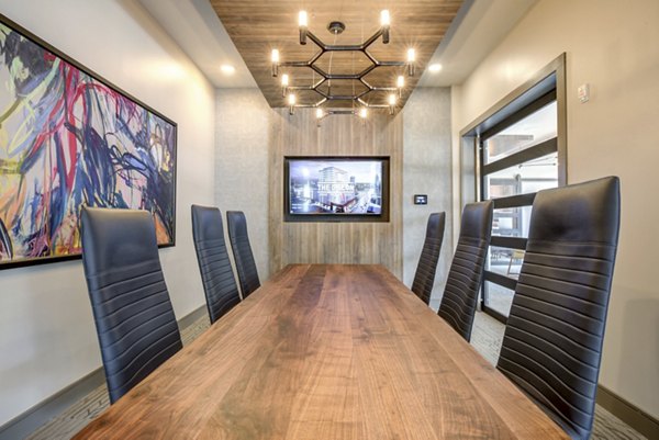 Modern mail room with secure parcel lockers at The Dillon Apartments