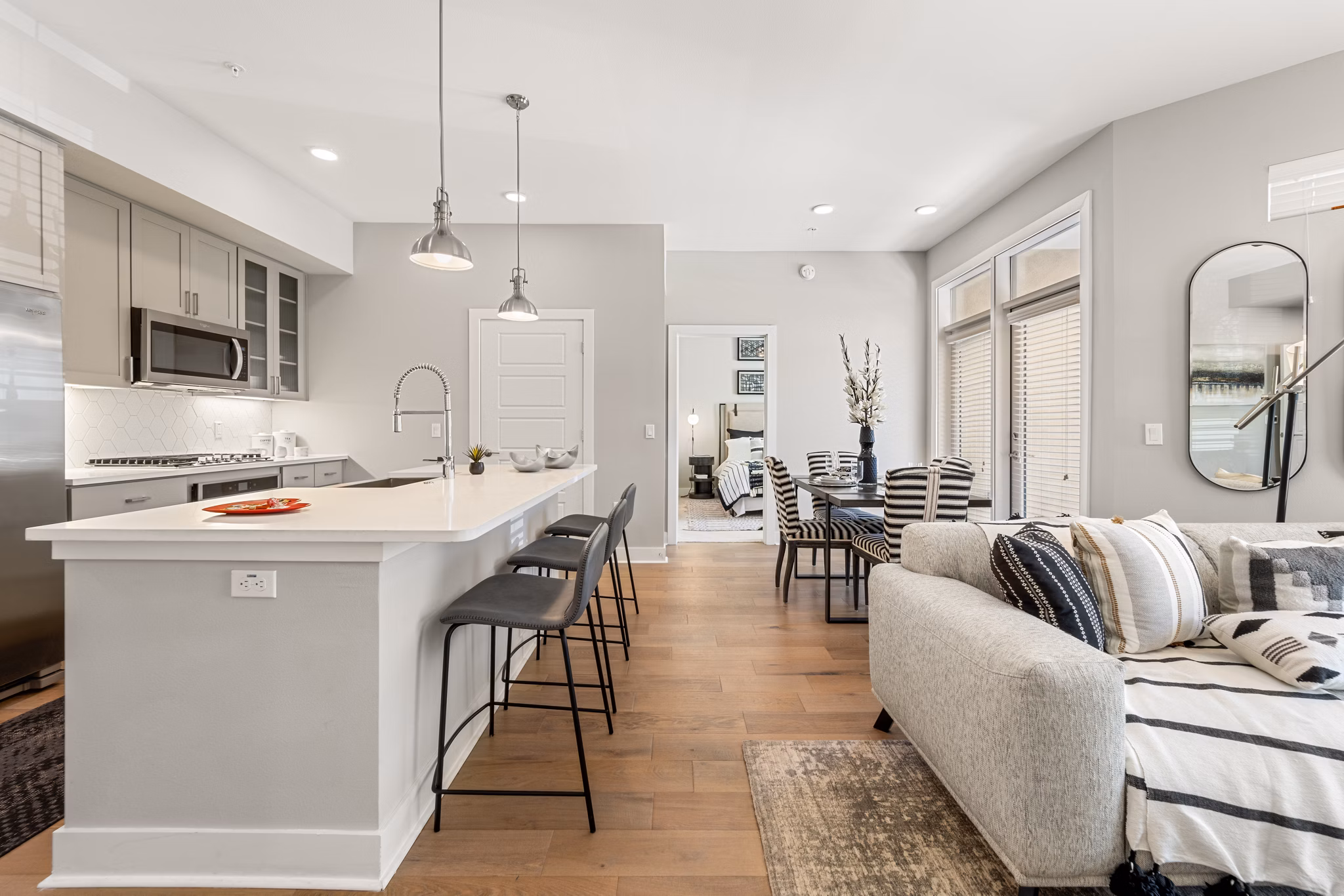 Maxwell on 66th Apartments kitchen with modern appliances and sleek countertops