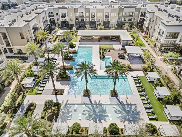 Maxwell on 66th Apartments: Serene view of luxury residences nestled in a vibrant urban setting