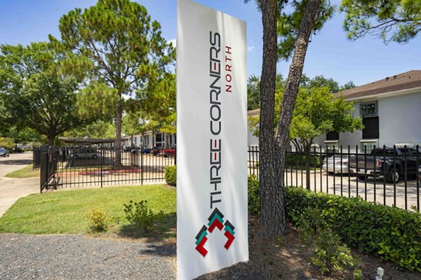 Signage at 3 Corners North Apartments in Houston, TX.