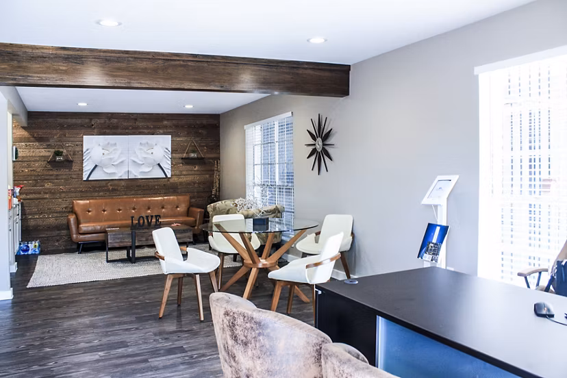 Clubhouse featuring modern lobby design at 3 Corners West Apartments luxury property