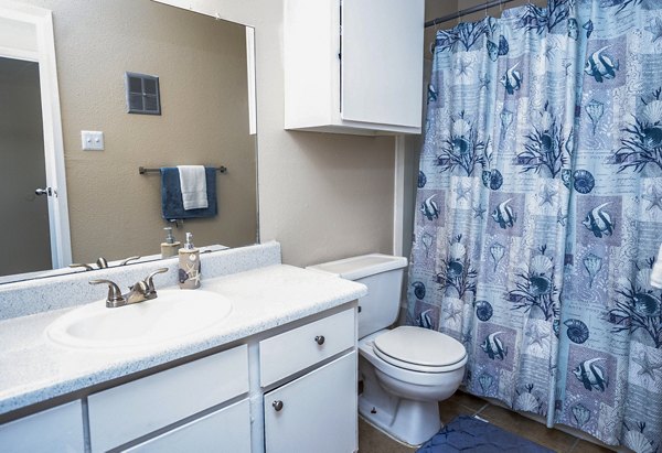 Modern bathroom with sleek fixtures at Hammerly Oaks Apartments