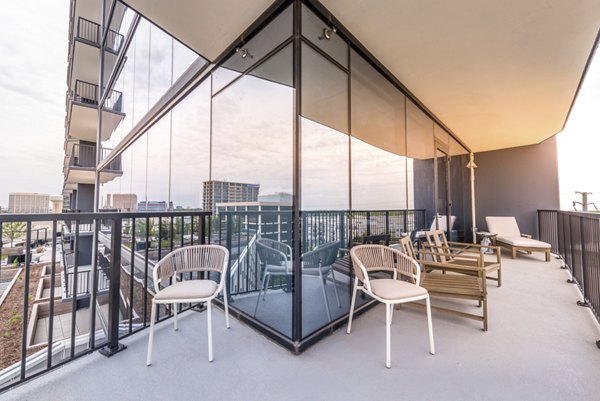 Elegant patio with stylish outdoor seating at Eastline Residences Apartments