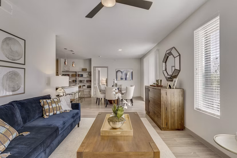 living room at Scenic at River East Apartments