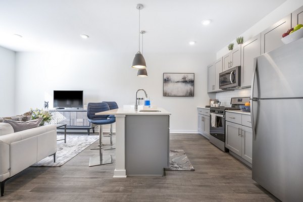 kitchen at Woodside Trumbull Apartments