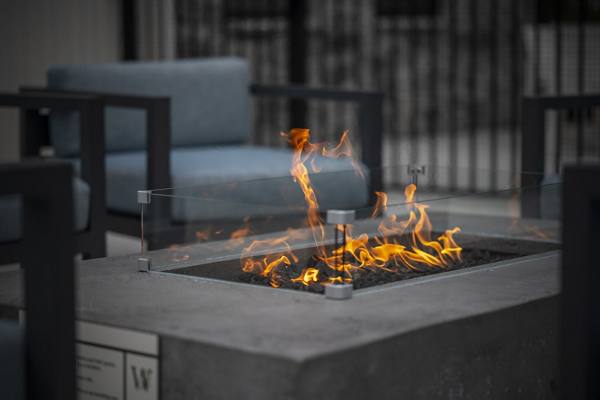 fire pit at Woodside Trumbull Apartments