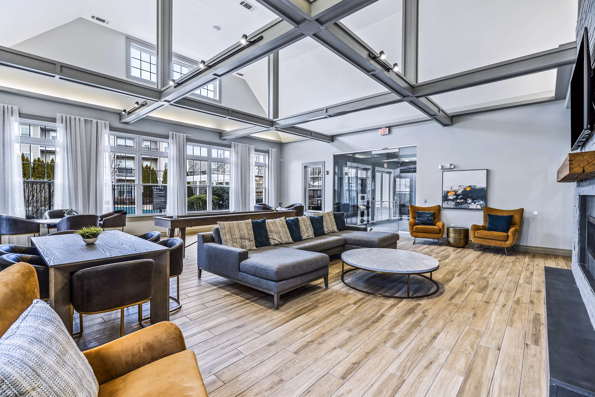 Elegant clubhouse with modern decor at The Preserve at Cohasset Apartments