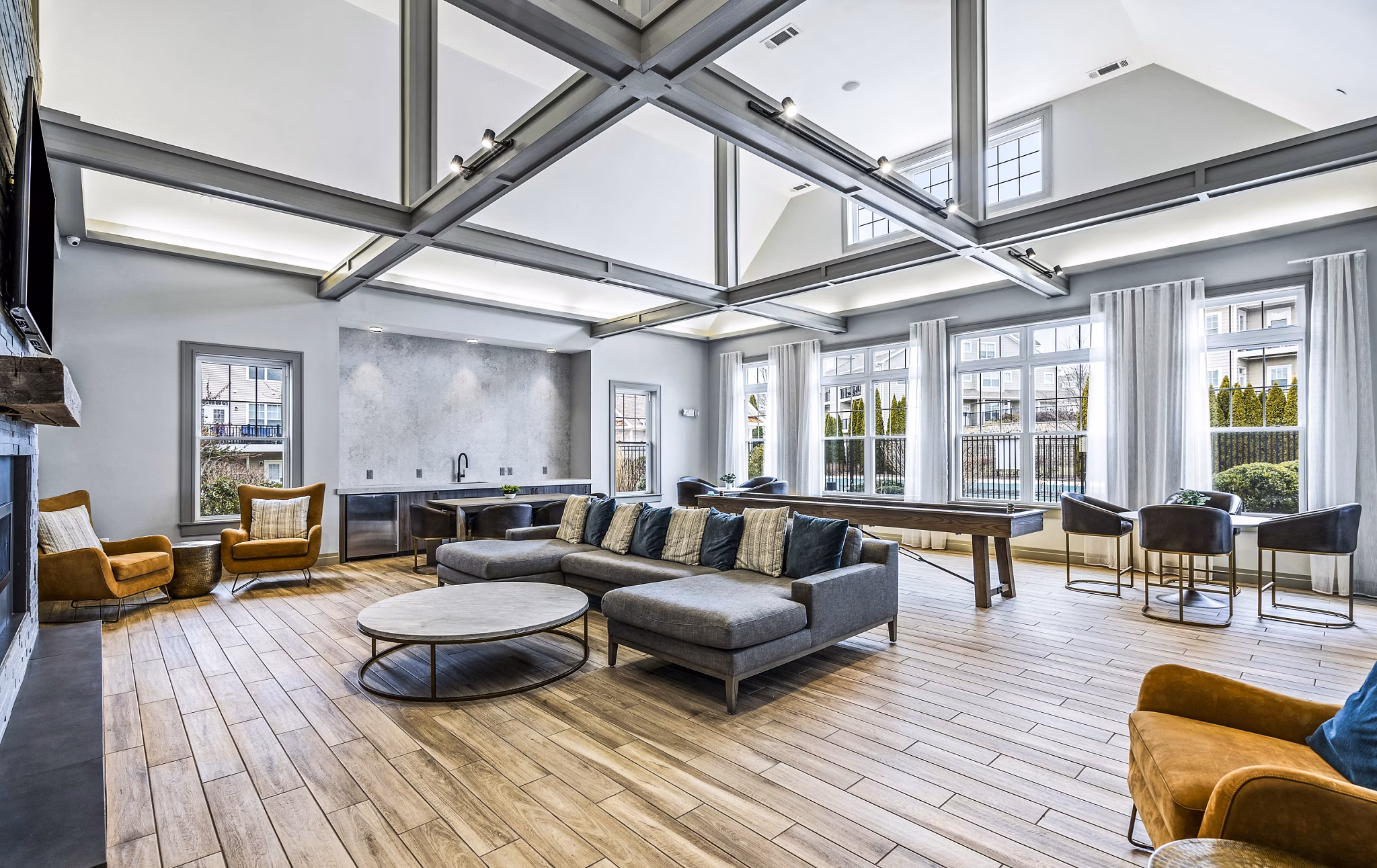 Clubhouse with modern amenities at The Preserve at Cohasset Apartments, ideal for community gatherings and social events