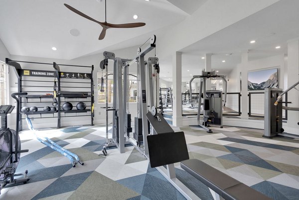 fitness center featuring state-of-the-art equipment at The Marks Apartments