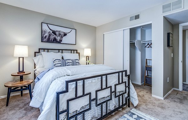 Modern bedroom with stylish decor at HUE97 Apartments