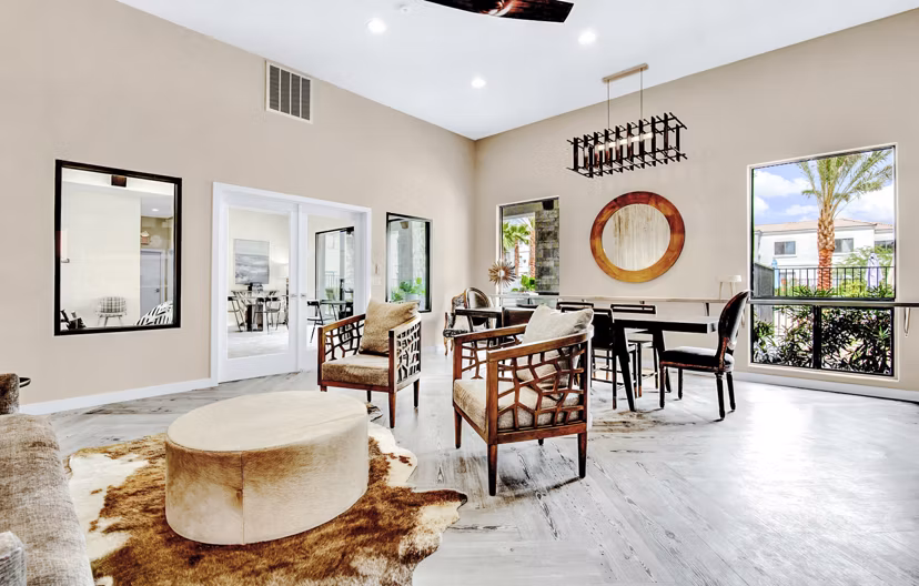 HUE97 Apartments: Stylish clubhouse and lobby featuring modern dÃ©cor and seating areas