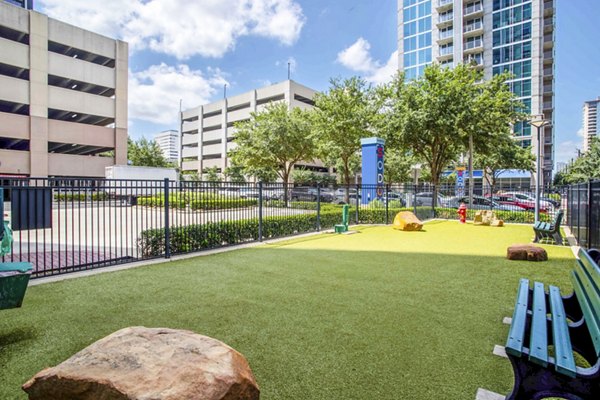 Dog-friendly spaces offering a vibrant dog park at SoDo on Main North Apartments, ideal for pet owners seeking luxury living in a community-oriented setting