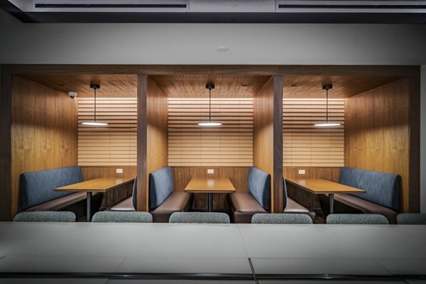 Clubhouse with contemporary design at Kurve Apartments offering luxury amenities and social spaces