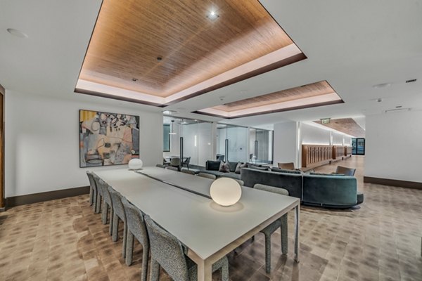 Modern clubhouse with sleek design elements at Kurve Apartments, offering luxury living spaces in a desirable location
