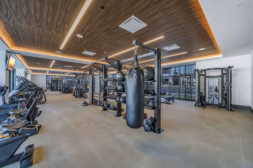 Fitness center with state-of-the-art equipment at Kurve Apartments