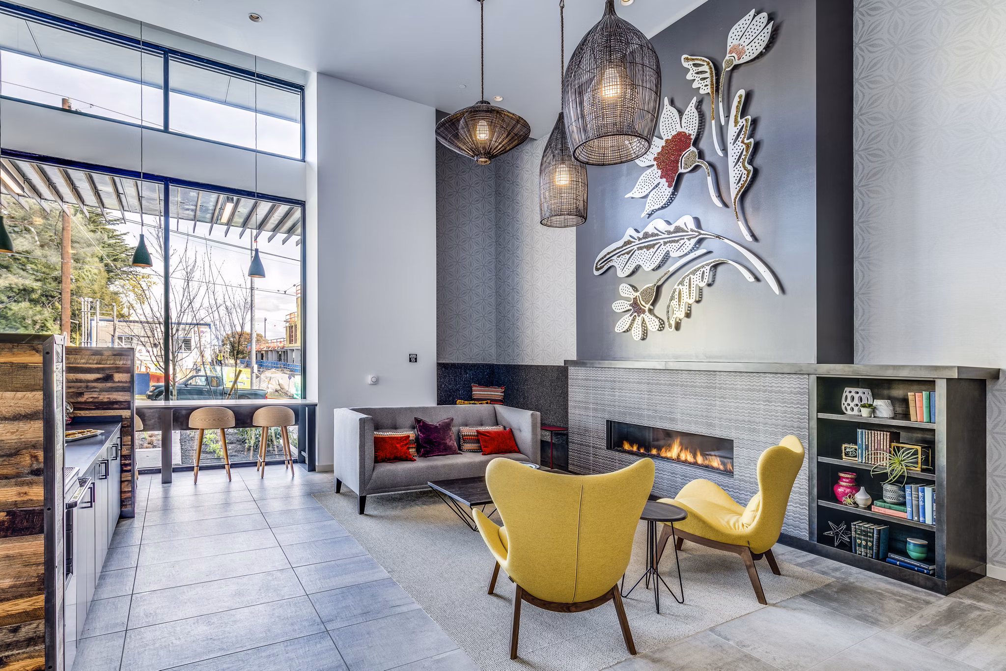 Clubhouse lobby featuring elegant seating and modern decor at Batik Apartments