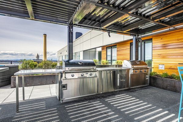 Batik Apartments: Modern luxury apartments with a sleek glass facade in vibrant downtown Seattle neighborhood