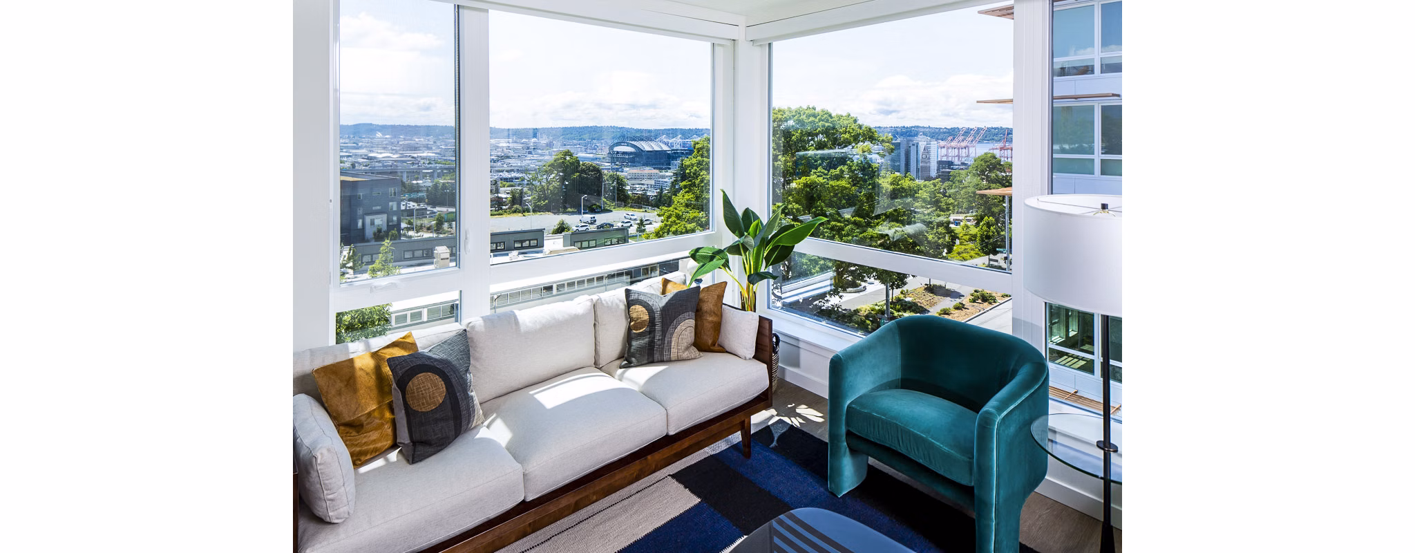 Spacious living room with modern decor in Cypress Apartments, highlighting comfort and style in luxury living