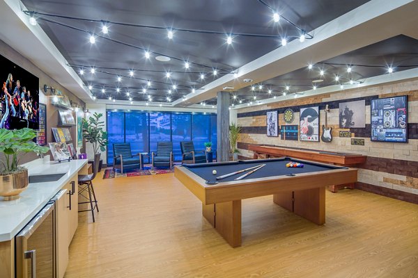 clubhouse/game room at The Gabriel Apartments