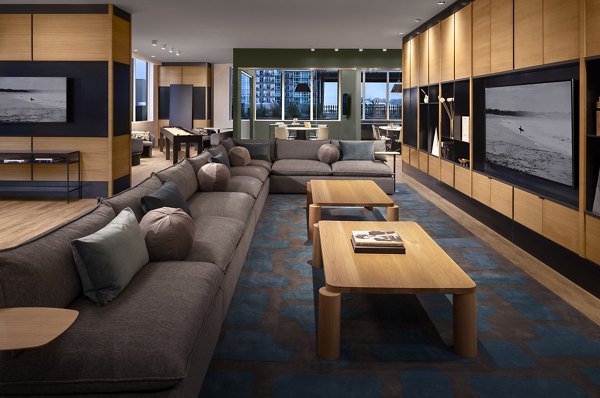 Diega Apartments: Luxurious clubhouse with modern furnishings and social areas in San Diego's vibrant community