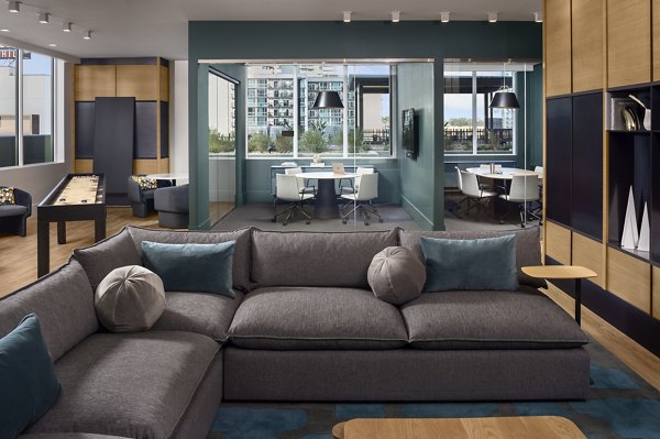 Modern clubhouse featuring luxurious amenities at Diega Apartments in San Diego