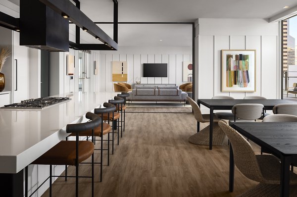 Diega Apartments: Modern clubhouse with stylish decor in luxury high-rise San Diego apartments
