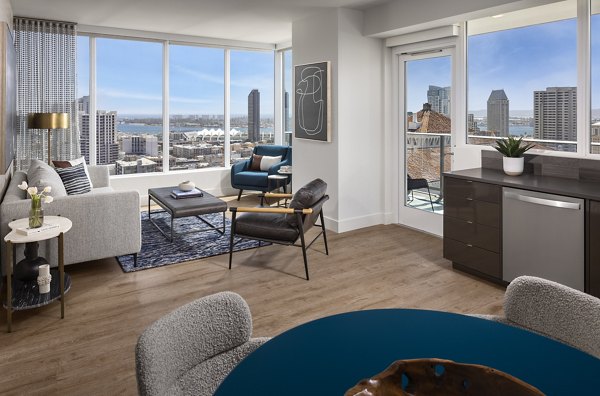 Diega Apartments: Modern dining area with stylish furnishings in San Diego luxury apartments