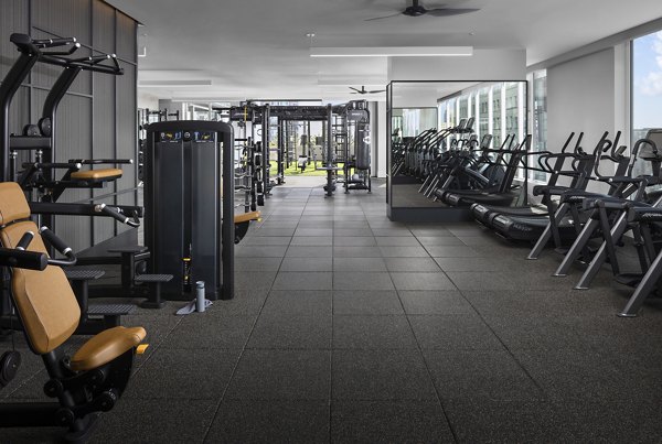 Modern fitness center with state-of-the-art equipment at Diega Apartments for luxury living