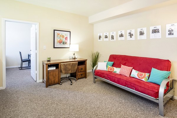 bedroom/home office at The Lofts Apartments