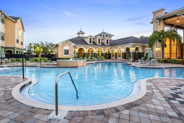 Luxury rooftop pool with city views at The Lofts Apartments