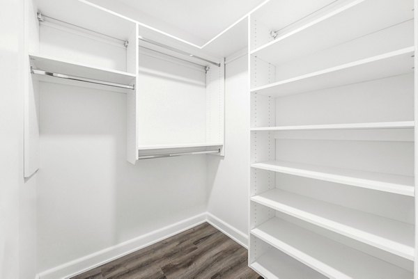 Atlantic Station West Apartments: Bedroom closet with ample storage space and modern fixtures