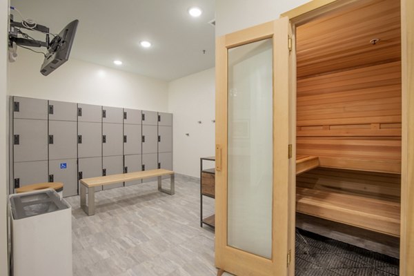 sauna at Restore at Carolina Park Apartments