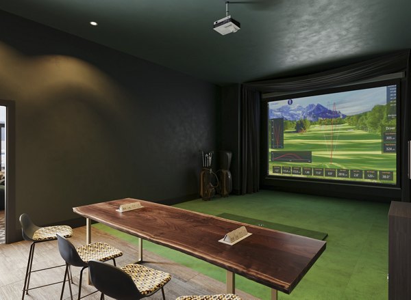 Game room with pool table and seating at The Walcott Hackensack Apartments
