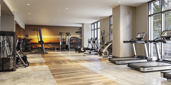 fitness center at The Walcott Hackensack Apartments