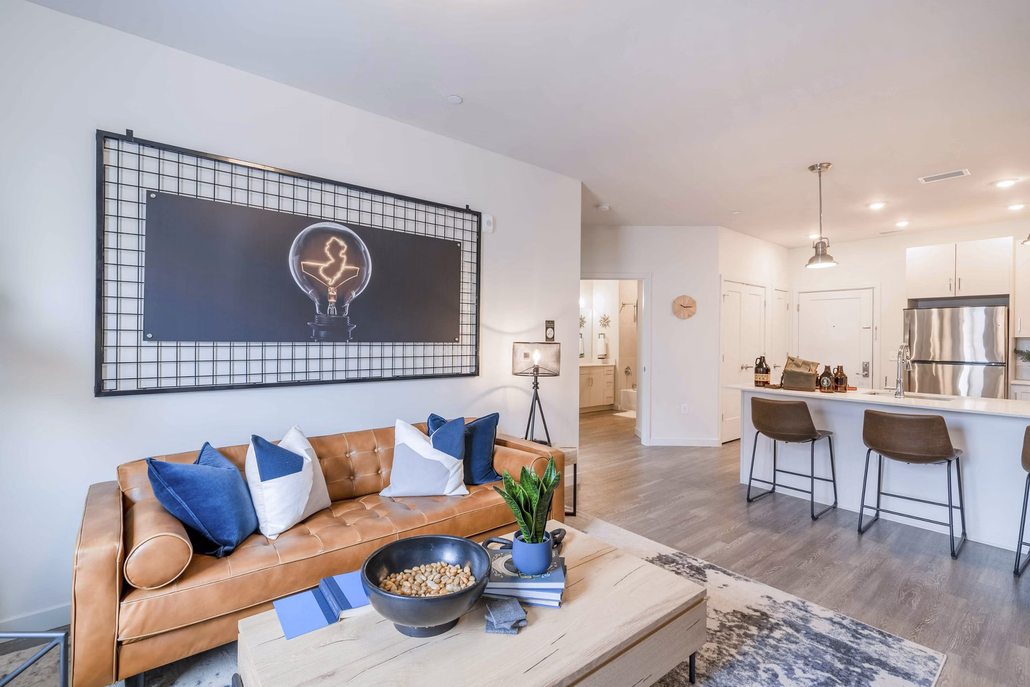 living room at The Walcott Hackensack Apartments