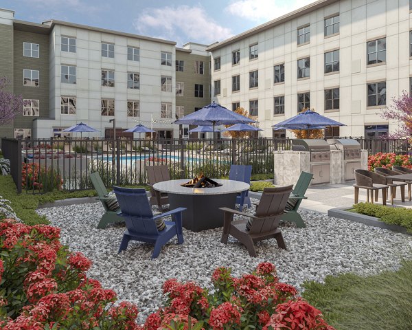 fire pit at The Walcott Hackensack Apartments