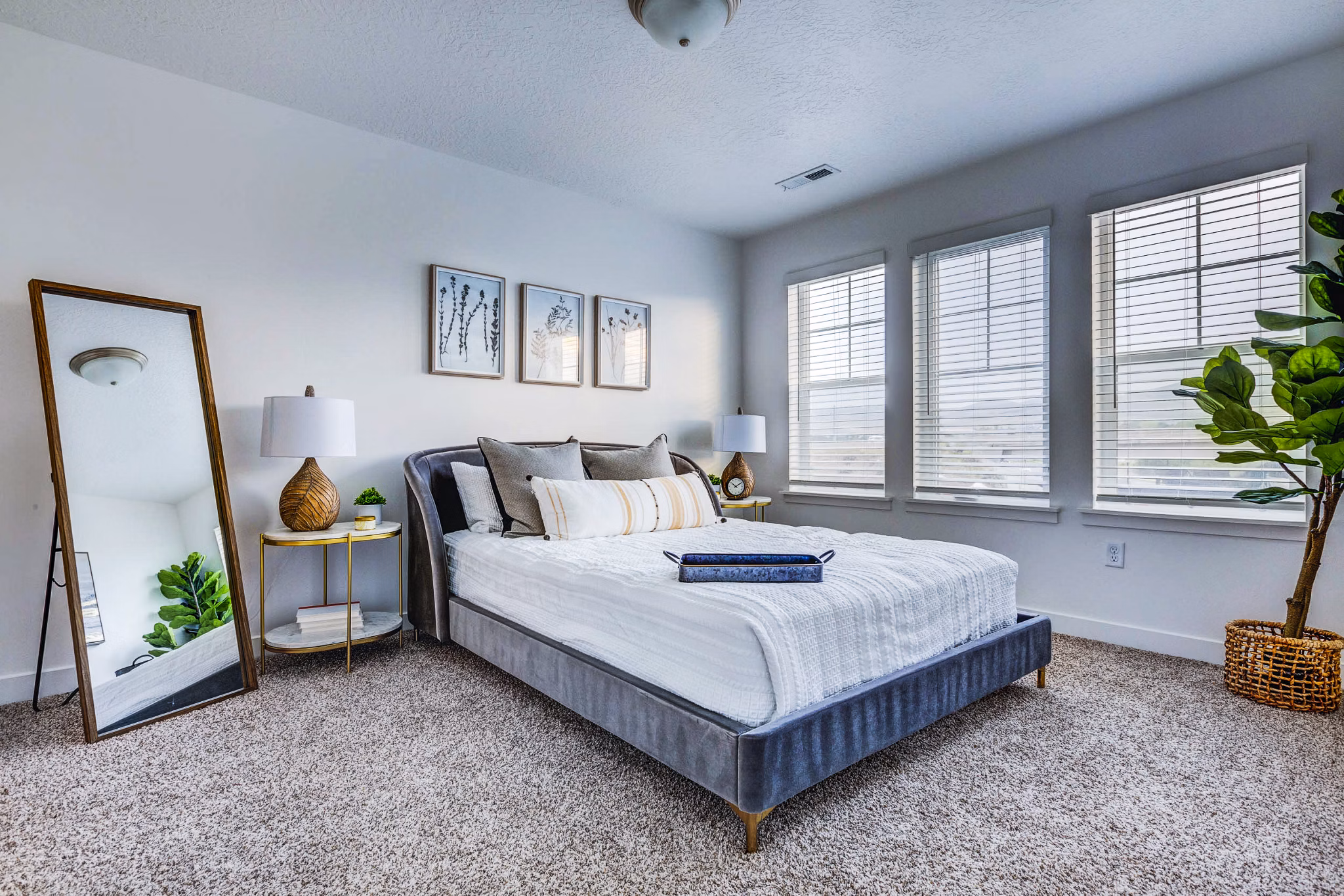 Bedroom with elegant modern design in Jules on 3rd Apartments