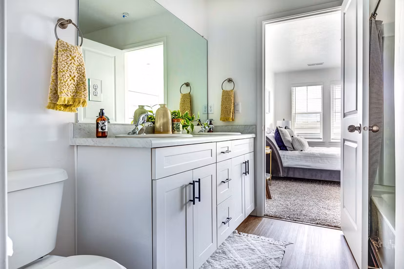 Expansive kitchen with stainless steel appliances at Jules on 3rd Apartments